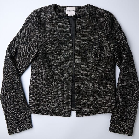 De Rigueur Jacket Women's 4 workwear capsule minimal office chic tweed texture - Picture 3 of 11